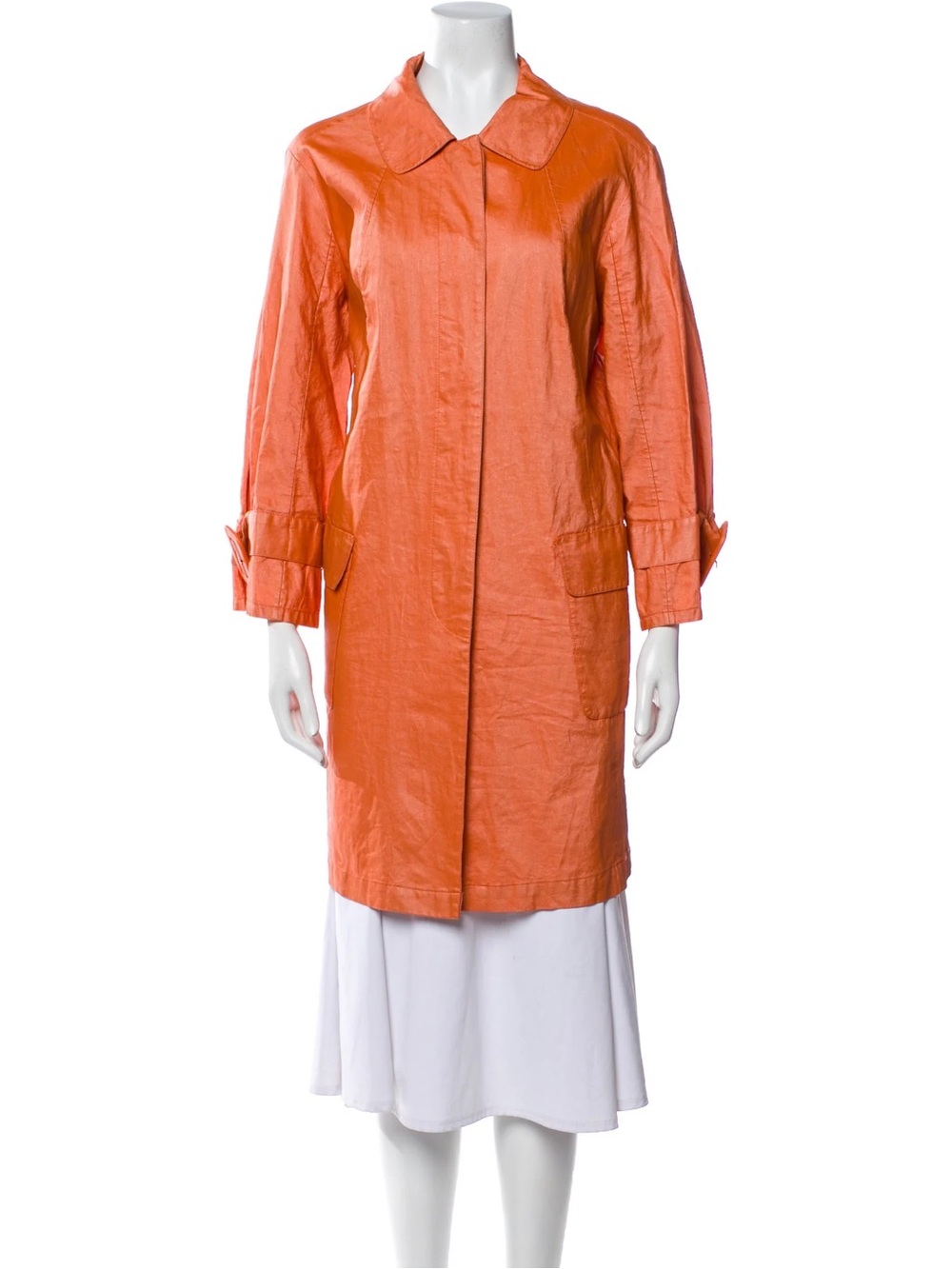 LAFAYETTE 148 Orange Linen Trench Coat Size Medium